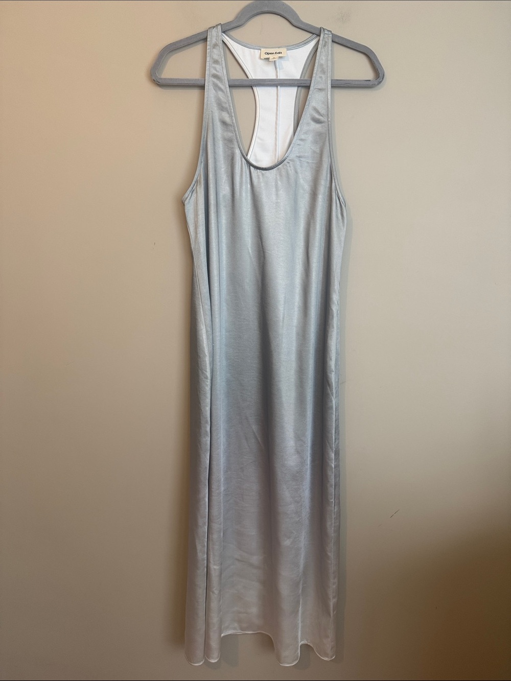 OPEN EDIT Racerback Satin Maxi Dress In Green Ombre, Size Medium - Picture 2 of 10
